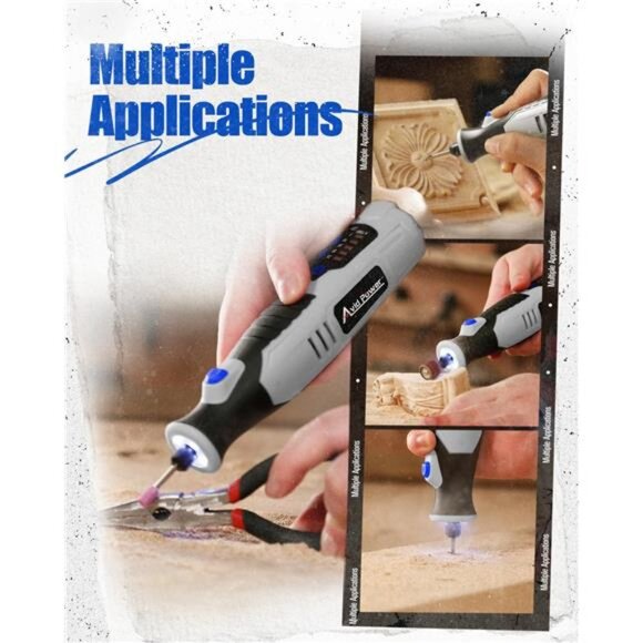 Cordless Rotary Tool 2.0 Ah 8V Rechargeable Rotary Tool, 4 Front LED Lights - Picture 6 of 7